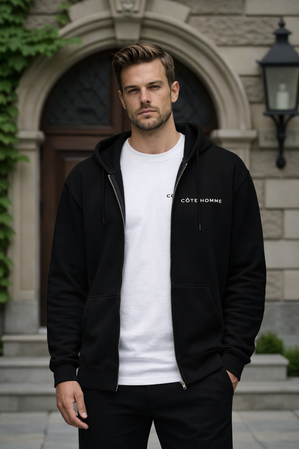 Essential Zip Hoodie Black