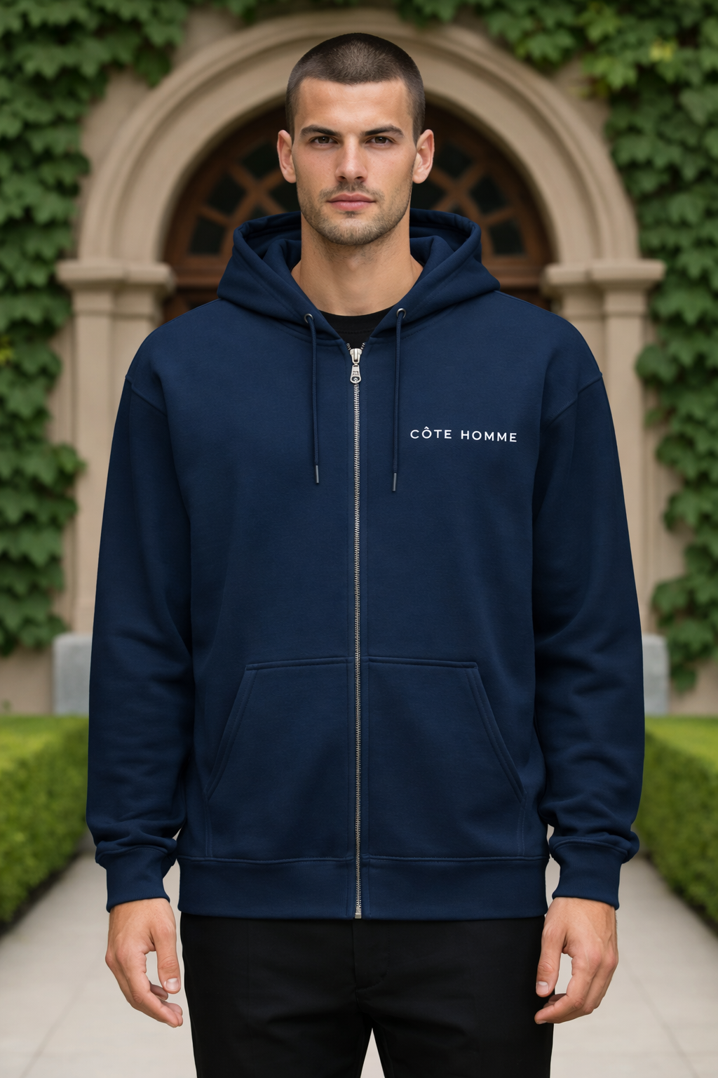 Essential Zip Hoodie Dark Blue
