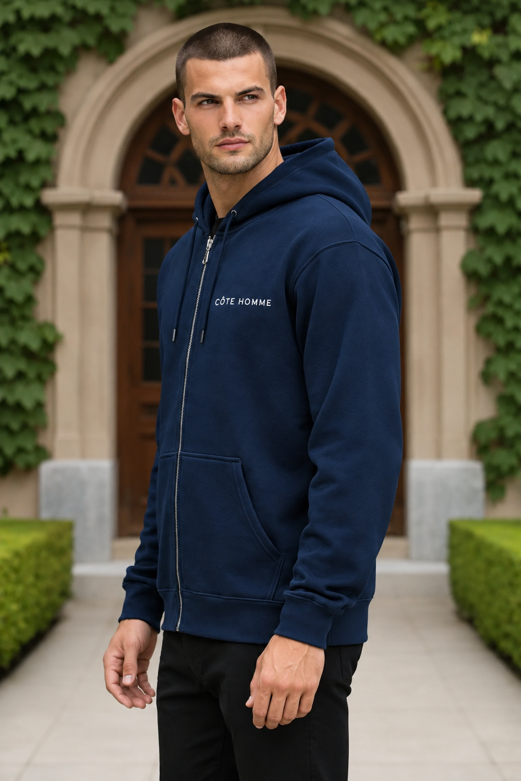 Essential Zip Hoodie Dark Blue